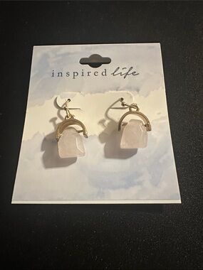 Inspired Life Rose Quartz Drop Earrings in Gold
#149